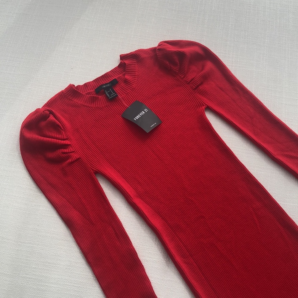 Forever 21 puff sleeve ribbed dress - Picture 5 of 6